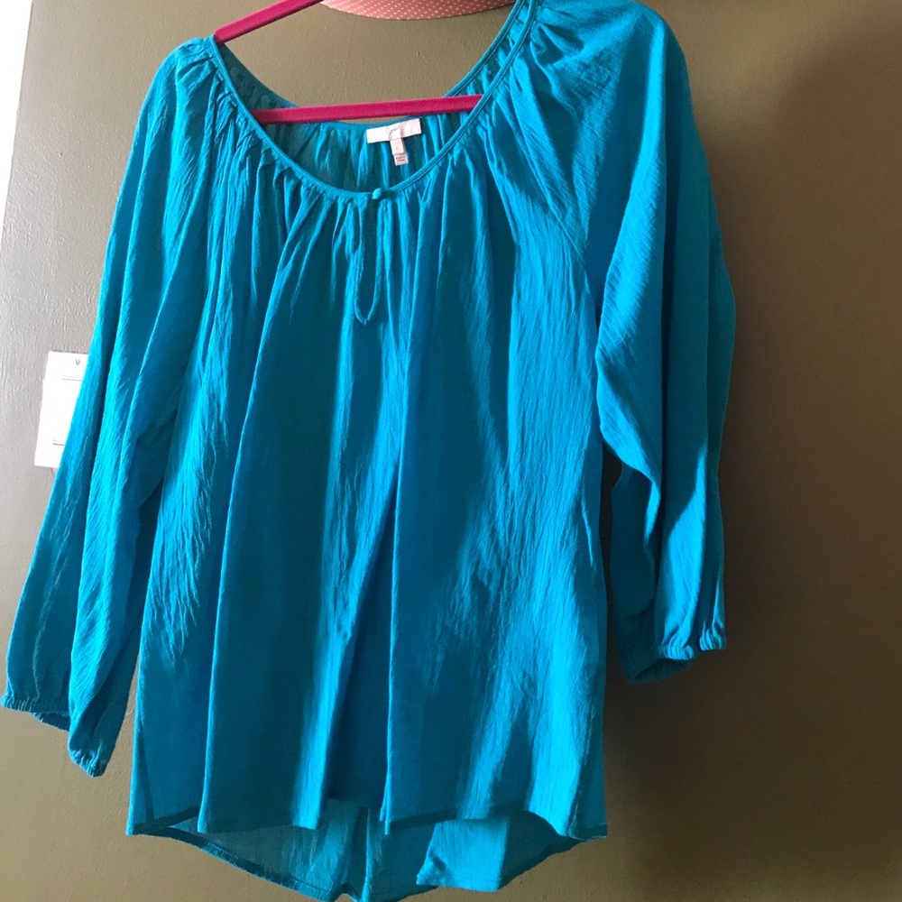Turquoise Joie gauzy 3/4 top- L
